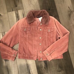 Brandy Melville Pink Corduroy Coat